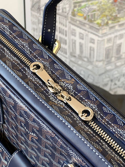 Sac Goyard - bleu - Porte-documents haut de gamme style Ambassadeur - Toile à chevrons
 | 7A SUPER | QUALITÉ ORIGINALE | ENSEMBLE COMPLET