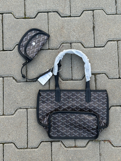 Goyard Saint Louis PM Tasche in Schwarz mit Pochette | 1:1 Replica