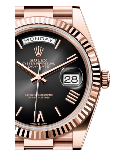 Rolex Day-Date Black Dial with Roman Numerals, 40mm Everose Gold President - U1 FACTORY - AUTOMATIK