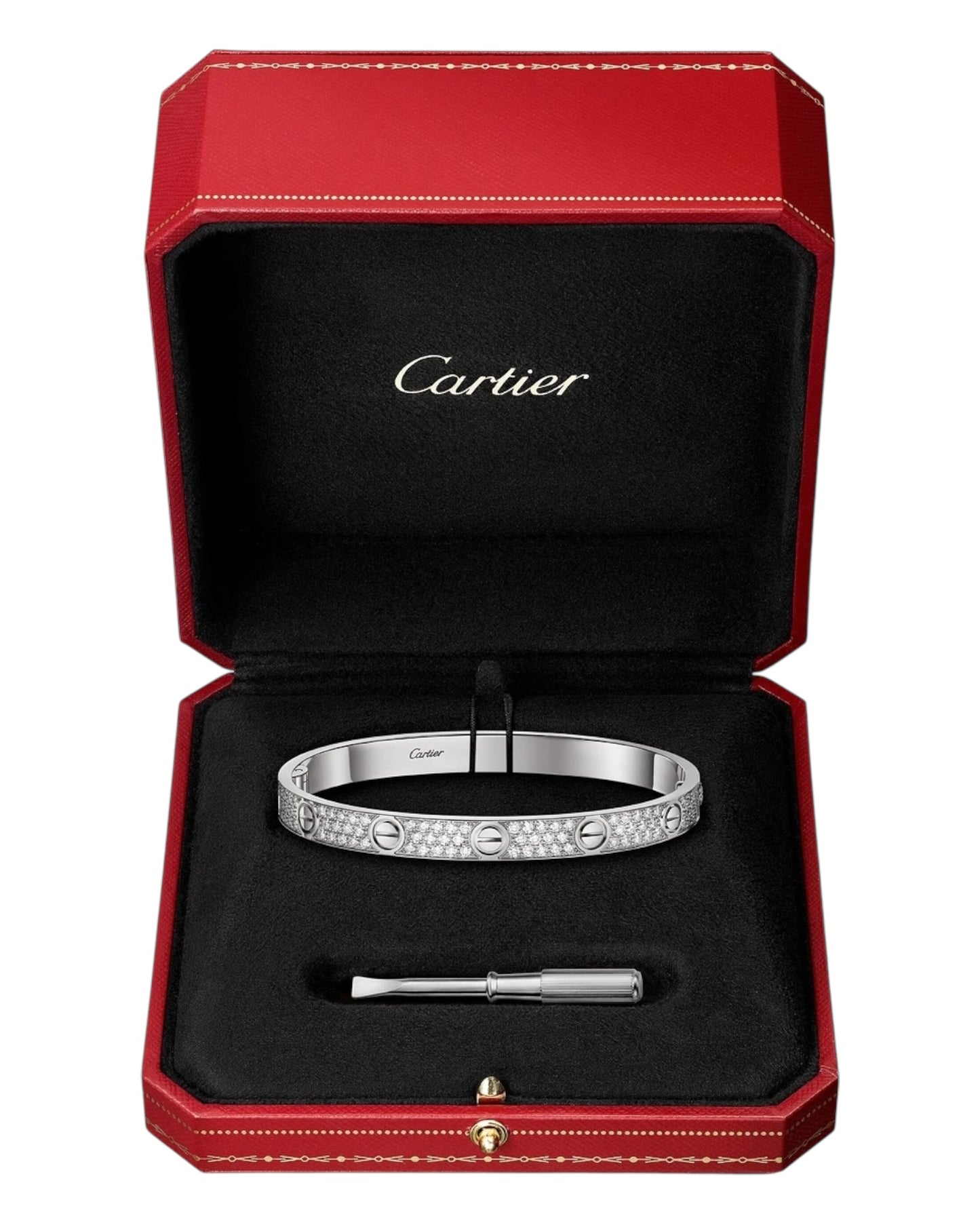 CARTIER LOVE ARMBAND - ICED OUT SILBER / WEIßGOLD  - UNISEX - FULLSET