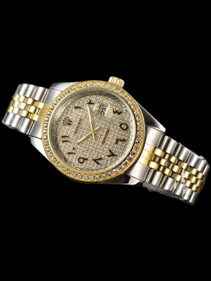 ROLEX DATE JUST ICED OUT | QUARZ WERK | GOLD / SILBER