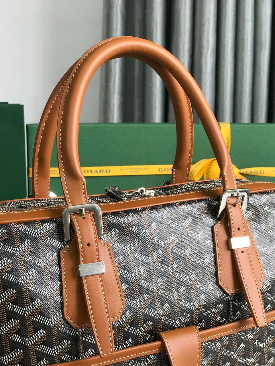 Sac Goyard - marron - Porte-documents haut de gamme style Ambassadeur - Toile à chevrons
 | 7A SUPER | QUALITÉ ORIGINALE | ENSEMBLE COMPLET