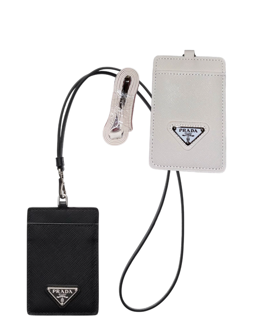 PRADA Neck Cardholder / Ausweisetui – Weiß / Schwarz