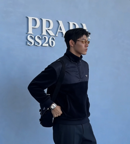 PRADA RE-NYLON ZIP JACKET - SCHWARZ/BLAU – MODEL 1 (S–XL) – mit Tags – 1:1 HIGH END