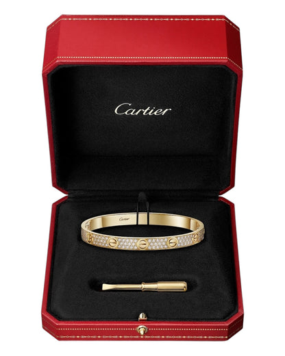 CARTIER LOVE ARMBAND - ICED OUT GOLD  - UNISEX - FULLSET