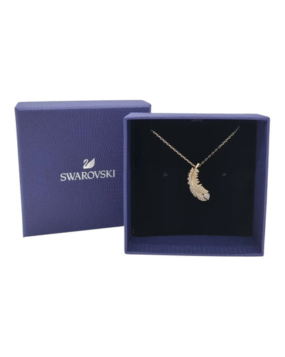 Swarovski Anhänger Feder mit Kristallen Gold