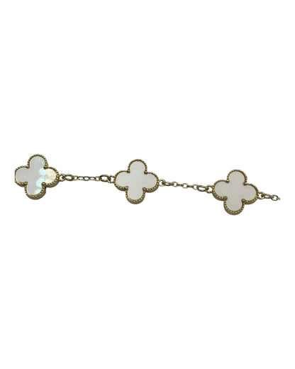Van Cleef & Arpels Alhambra Armband mit Kleeblättern Weiß