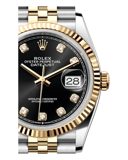 Rolex Datejust Black with Diamonds Dial, Bicolor 36mm Jubilee - U1 FACTORY - AUTOMATIK