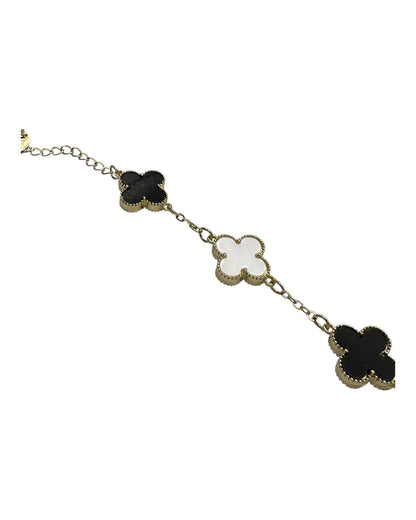 Van Cleef & Arpels Alhambra Armband mit Kleeblättern Weiß-Schwarz