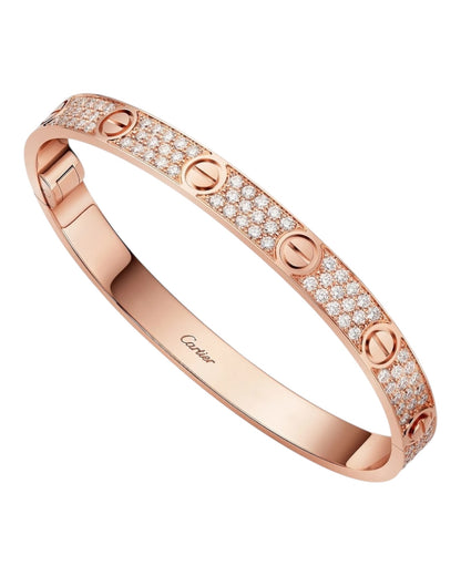 CARTIER LOVE ARMBAND - ICED OUT ROSÉGOLD  - UNISEX - FULLSET