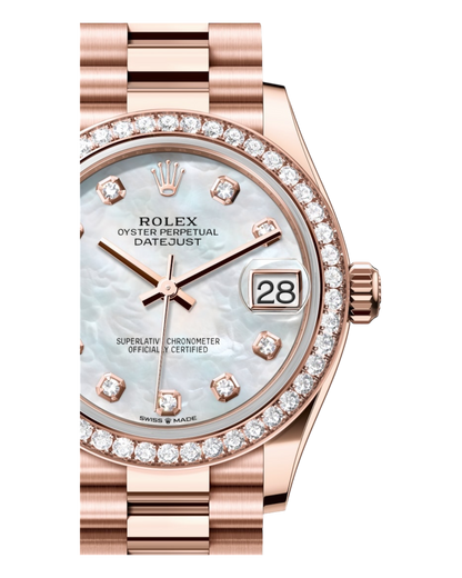 Rolex Datejust 31mm White with Rosé Diamonds Perlmutt Dial - U1 FACTORY - AUTOMATIK - Jubilee