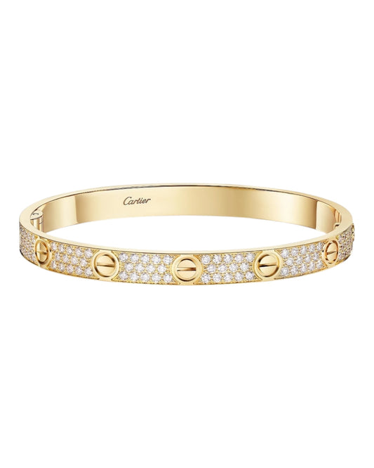 CARTIER LOVE ARMBAND - ICED OUT GOLD  - UNISEX - FULLSET