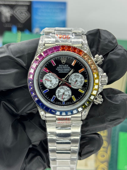 ROLEX DAYTONA - RAINBOW ICED OUT - COSMOGRAPH - OYSTER - 40MM U1 FACTORY - AUTOMATIK