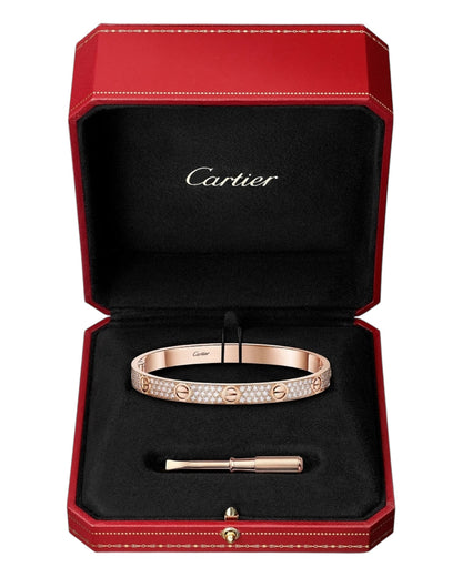 CARTIER LOVE ARMBAND - ICED OUT ROSÉGOLD  - UNISEX - FULLSET