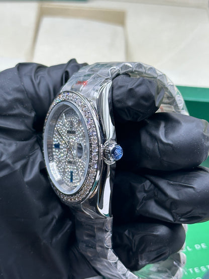 Rolex Day-Date Full Diamond Dial and Bezel, 40mm White Gold President - U1 FACTORY - AUTOMATIK