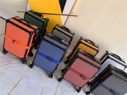 Goyard 1:1 Premium Trolley Suitcase – Luxury Chevron Design, Various Colors