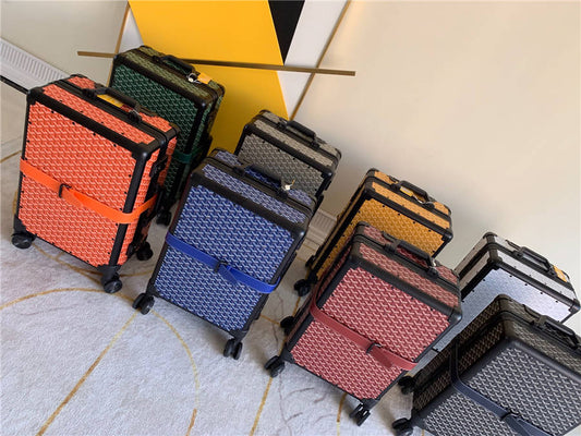 Goyard 1:1 Premium Trolley Suitcase – Luxury Chevron Design, Various Colors