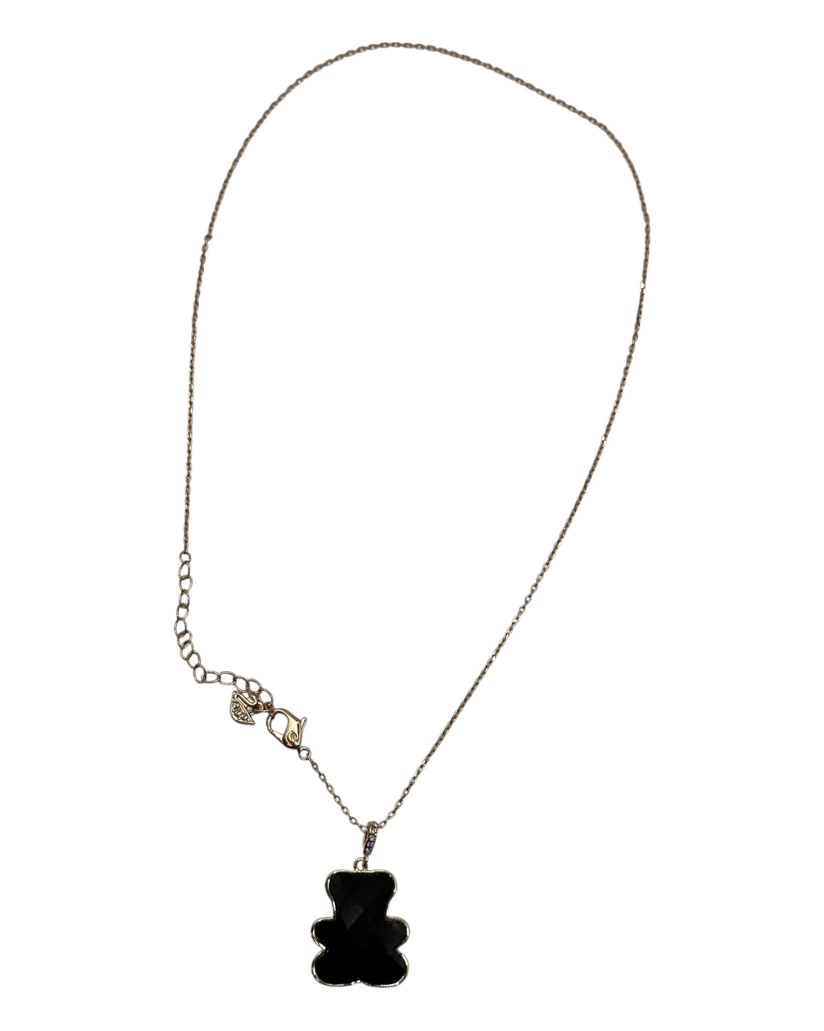 Swarovski Halskette mit Teddybär-Anhänger, schwarzer Kristall