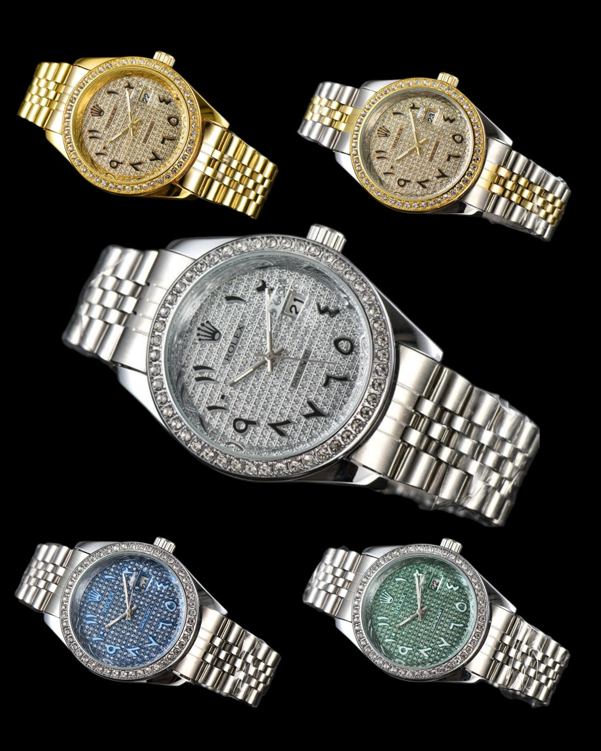 ROLEX DATE JUST ICED OUT | QUARZ WERK | GOLD / SILBER
