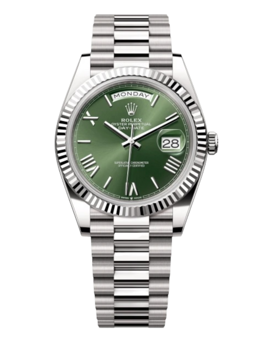 Rolex Day-Date Green Dial with Roman Numerals, 40mm White Gold President - U1 FACTORY - AUTOMATIK