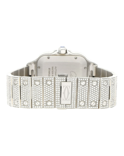 Santos De Cartier WSSA0018 Iced Out – Superclone 1:1 with genuine moissanite diamonds and Arabic numerals