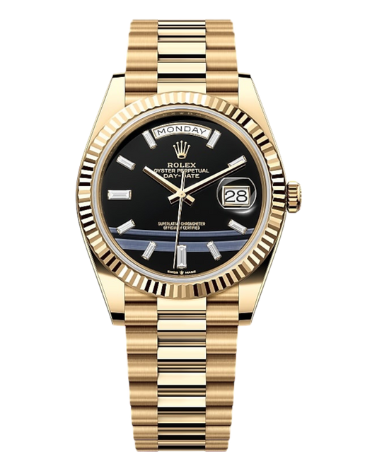 Rolex Day-Date Black Dial with Diamond Markers, 40mm Yellow Gold President - U1 FACTORY - AUTOMATIK