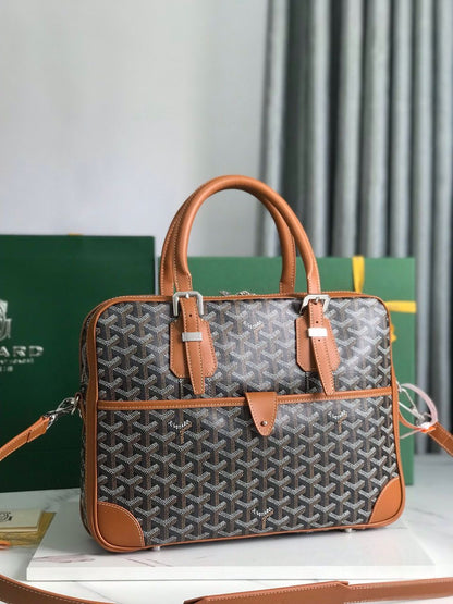 Sac Goyard - marron - Porte-documents haut de gamme style Ambassadeur - Toile à chevrons
 | 7A SUPER | QUALITÉ ORIGINALE | ENSEMBLE COMPLET