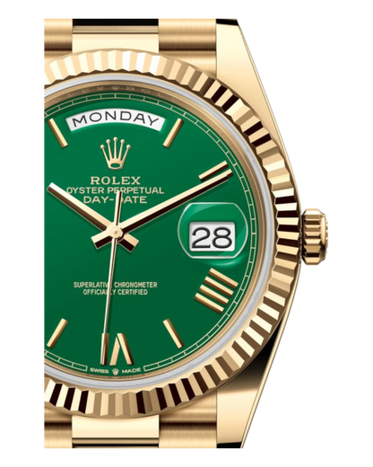 Rolex Day-Date Green Dial with Roman Numerals, 40mm Yellow Gold President - U1 FACTORY - AUTOMATIK
