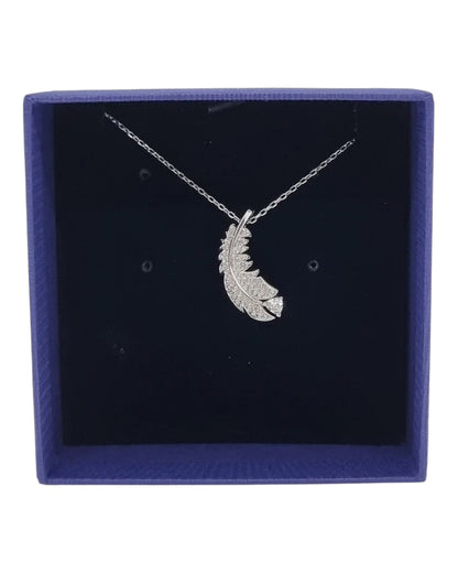 Swarovski Anhänger Feder mit Kristallen Silber