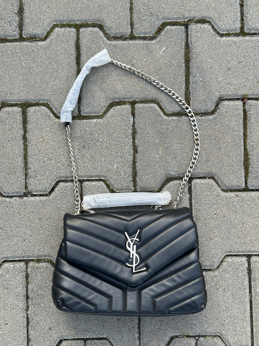 YSL SCHULTERTASCHE MIT STEPP-MUSTER UND SILBERNEM LOGO | 1:1 REPLICA