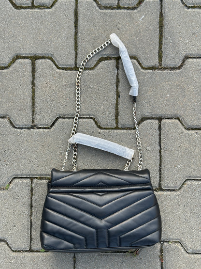 YSL SCHULTERTASCHE MIT STEPP-MUSTER UND SILBERNEM LOGO | 1:1 REPLICA
