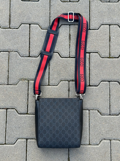GUCCI SCHULTERTASCHE MIT GG-MONOGRAMM UND WEB-STRAP | 1:1 REPLICA | PU LEDER