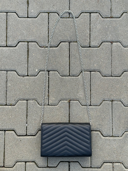 YVES SAINT LAURENT ENVELOPE BAG IN SCHWARZ MIT SILBERNEM LOGO | 1:1 REPLICA