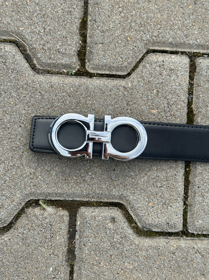 SALVATORE FERRAGAMO LEDERGÜRTEL MIT SILBER SCHNALLE | 1:1 REPLICA | PU LEDER