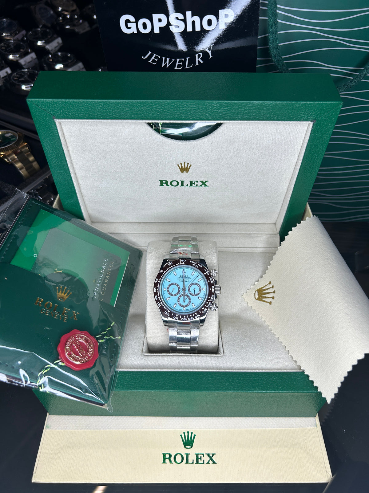 ROLEX DAYTONA PLATINE TURQUOISE - CÉRAMIQUE MARRON - OYSTER