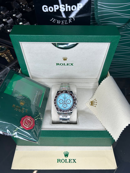 ROLEX DAYTONA PLATINE TURQUOISE - CÉRAMIQUE MARRON - OYSTER