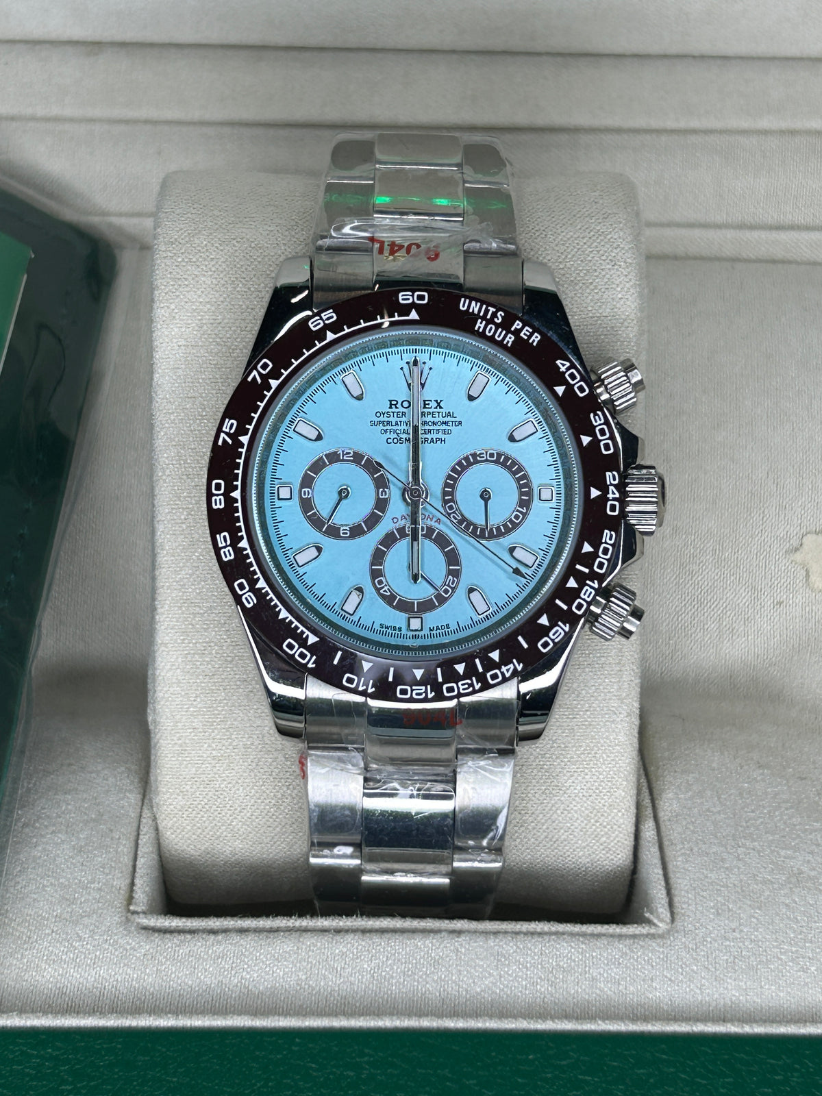 ROLEX DAYTONA PLATINE TURQUOISE - CÉRAMIQUE MARRON - OYSTER