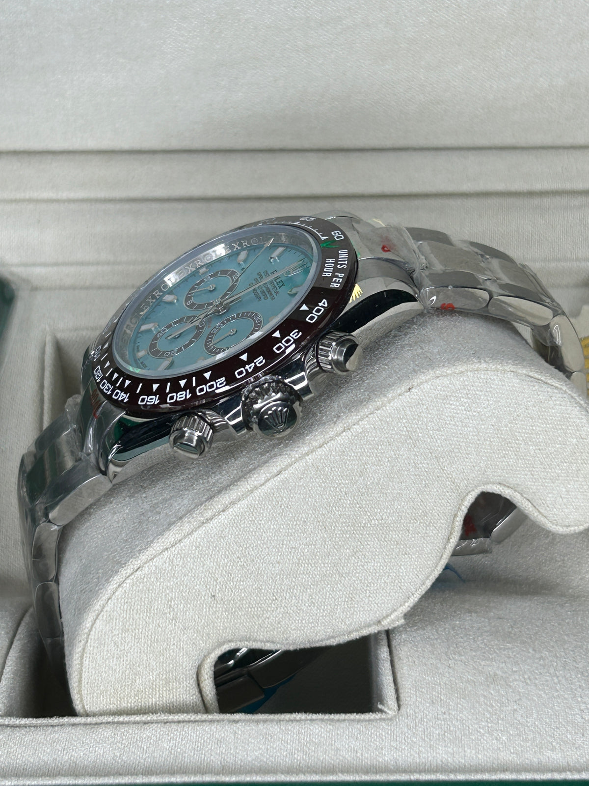 ROLEX DAYTONA PLATINE TURQUOISE - CÉRAMIQUE MARRON - OYSTER