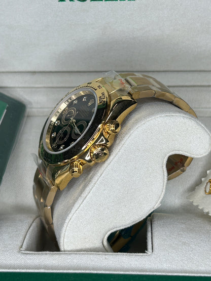 ROLEX DAYTONA GOLD BLACK DIAL WITH DIAMONDS - OYSTER
