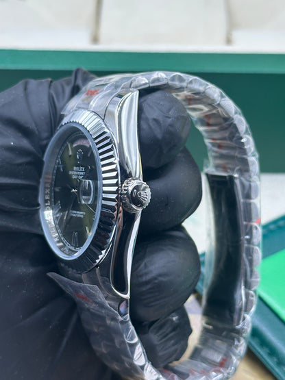 U1 Factory Rolex Day-Date, 40mm Stahl, grünes Zifferblatt mit römischen Ziffern, geriffelte Lünette - Automatik