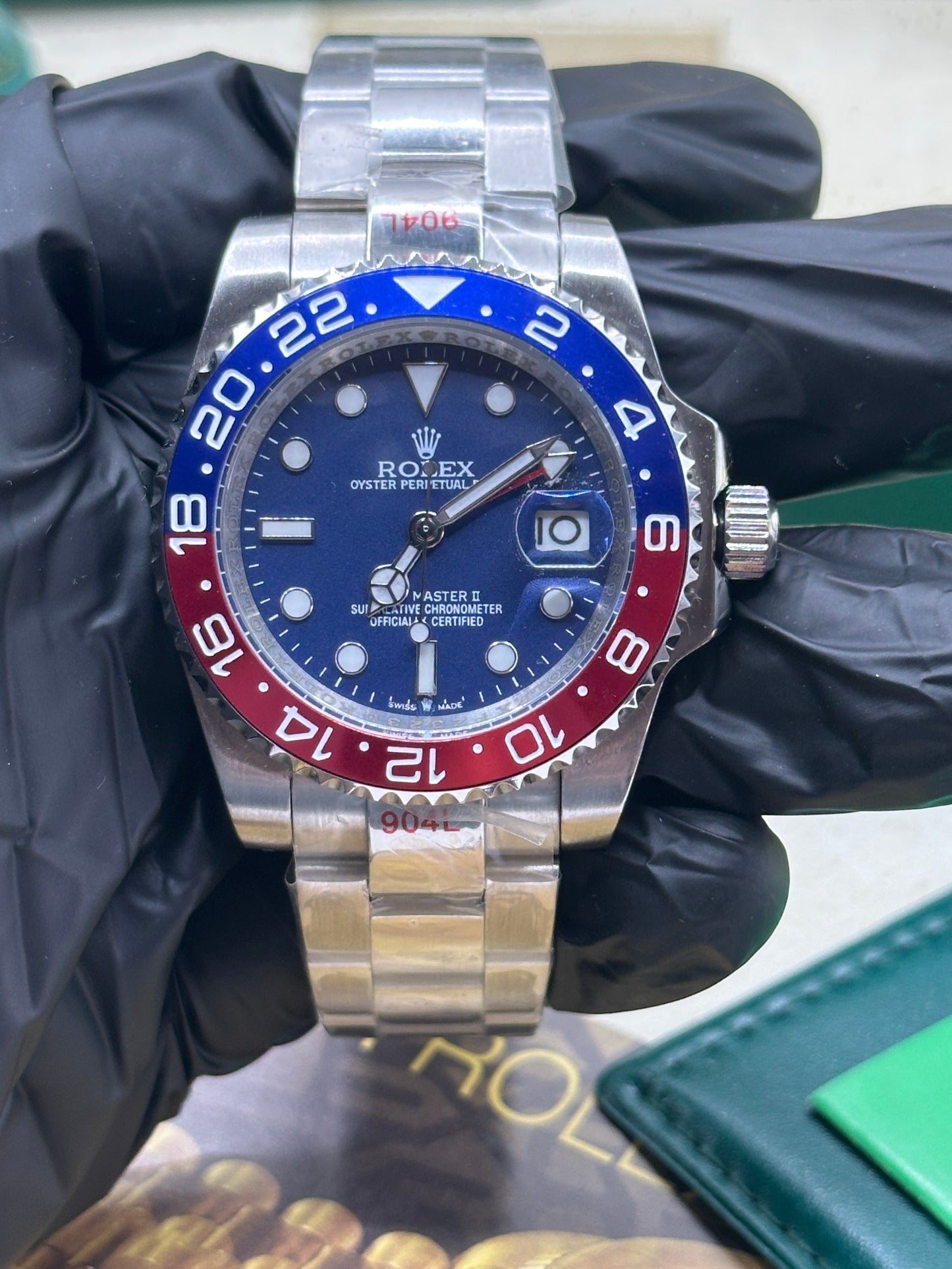 U1 Factory Rolex GMT-Master II "Pepsi", 40mm Stahl, blaues Zifferblatt, rot-blaue Keramik-Lünette - Automatik