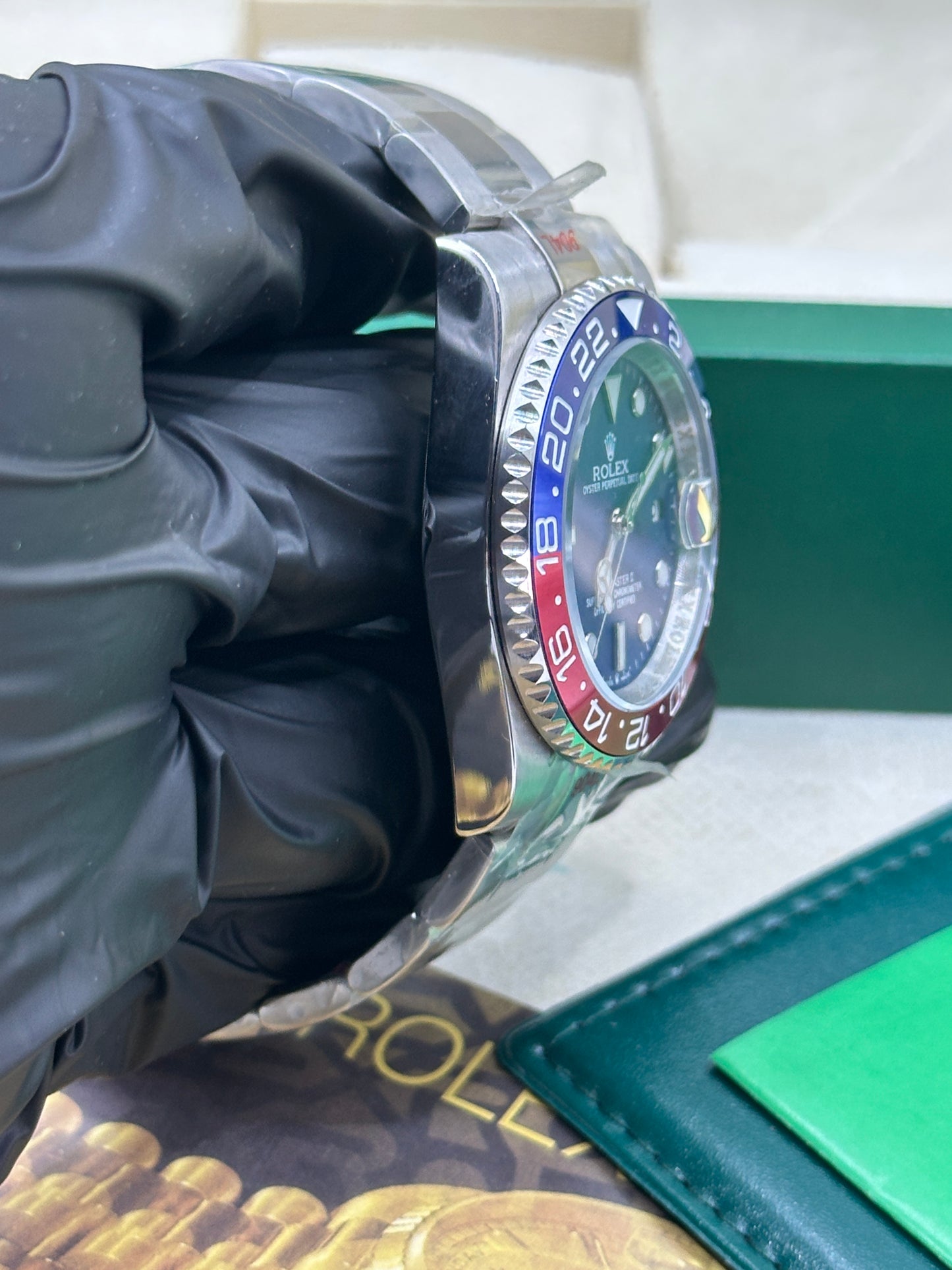 U1 Factory Rolex GMT-Master II "Pepsi", 40mm Stahl, blaues Zifferblatt, rot-blaue Keramik-Lünette - Automatik