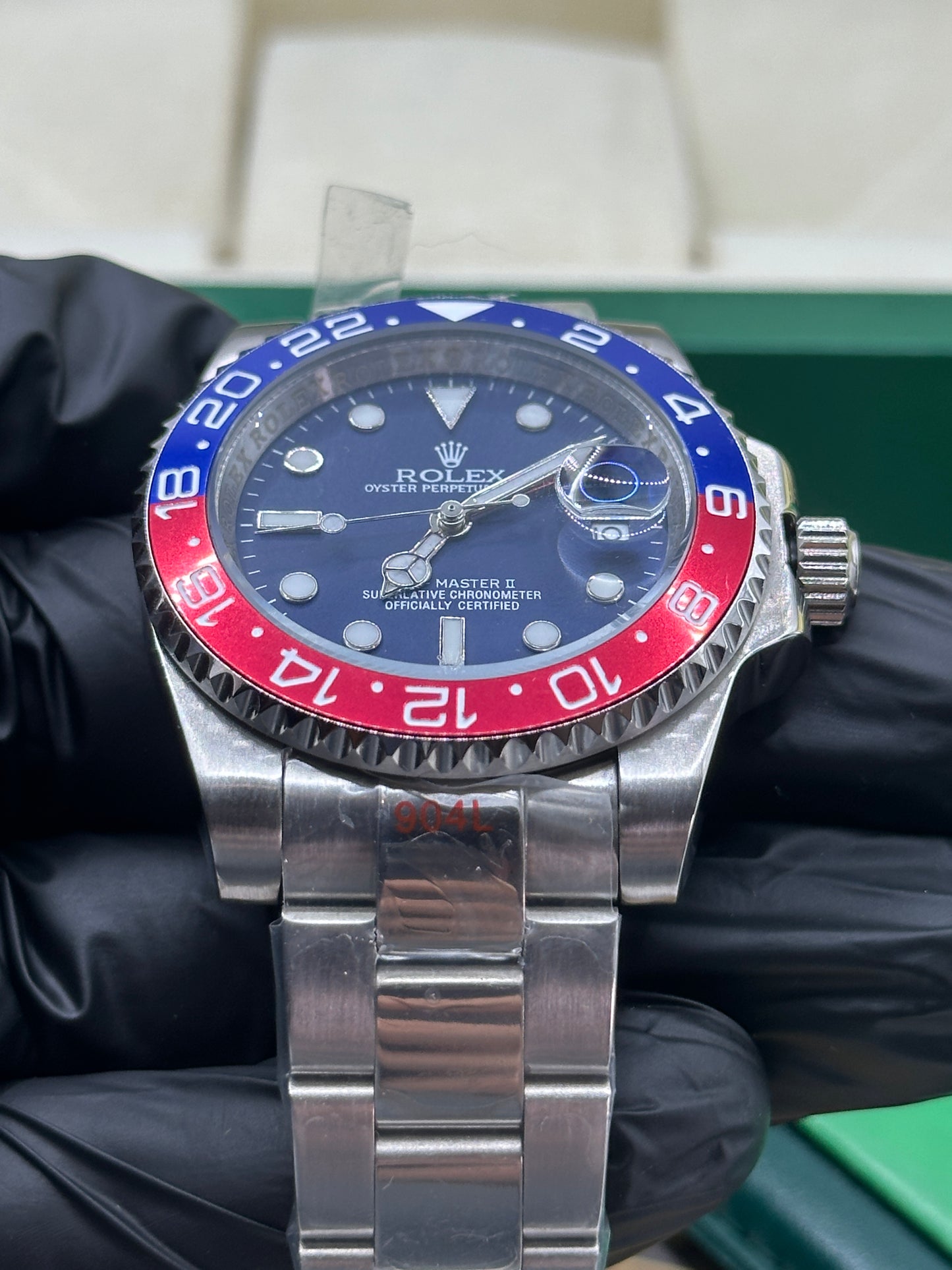 U1 Factory Rolex GMT-Master II "Pepsi", 40mm Stahl, blaues Zifferblatt, rot-blaue Keramik-Lünette - Automatik