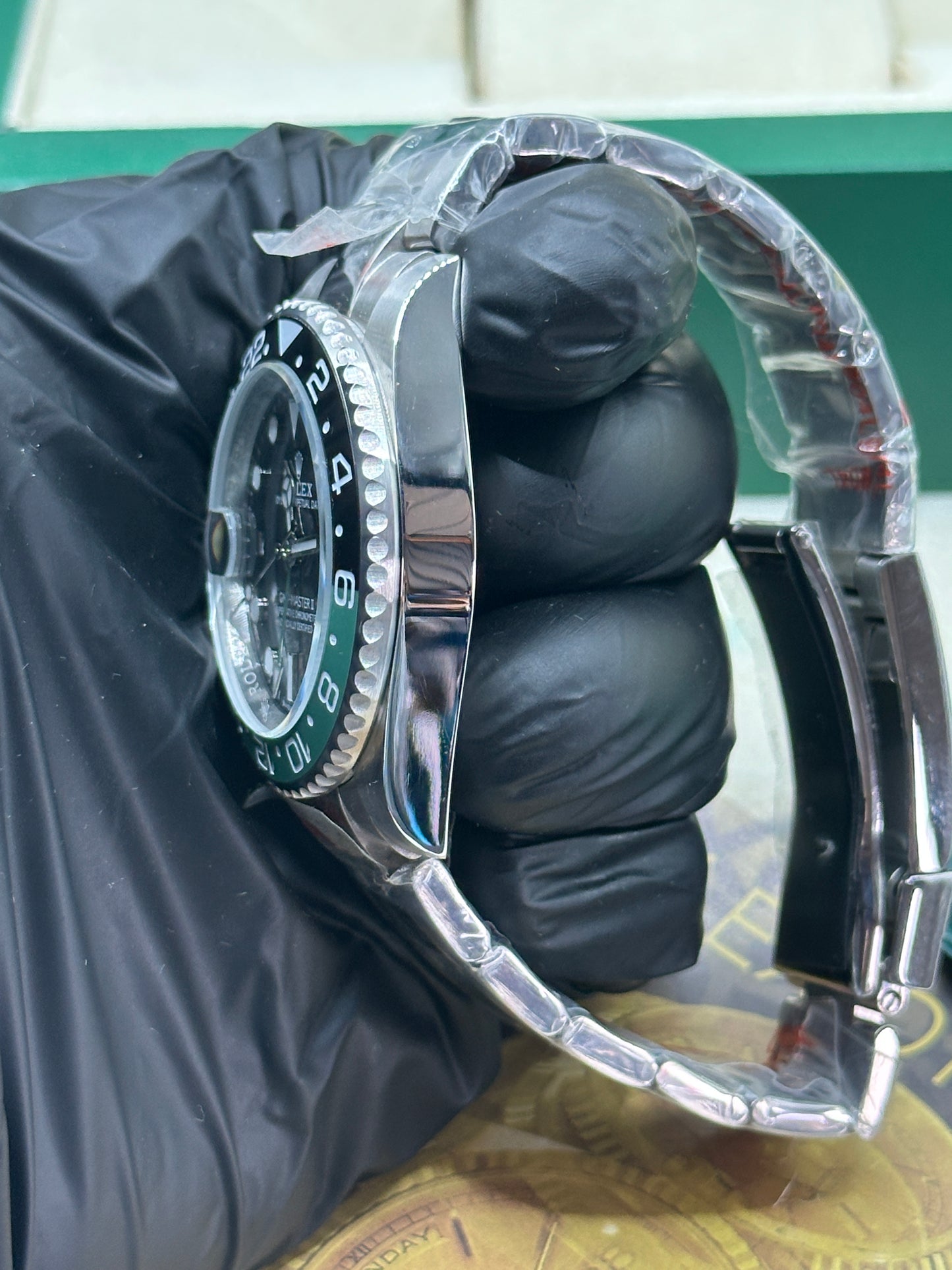 U1 Factory Rolex GMT-Master II "Sprite", 40mm Stahl, schwarzes Zifferblatt, schwarz-grüne Keramik-Lünette - Automatik