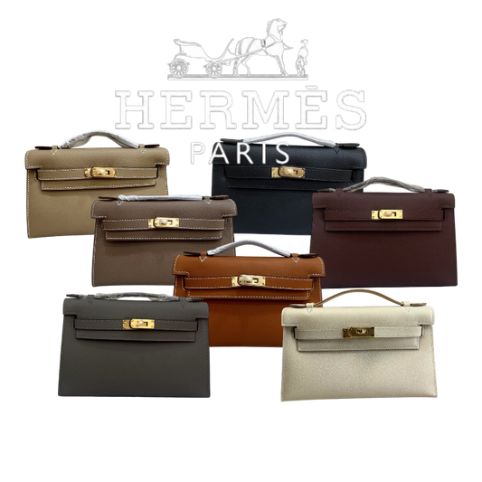 HERMÈS KELLY POCHETTE ARDOISE SWIFT GOLD HARDWARE 22CM  - 1:1 HIGH END