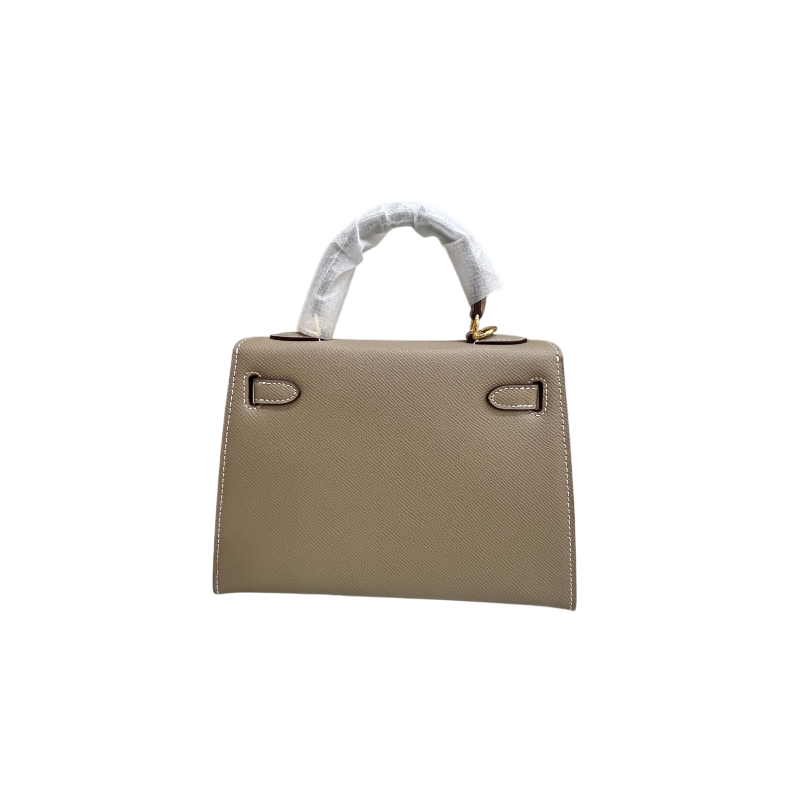 HERMÈS GRIS ETAIN MINI KELLY SELLIER 20 EPSOM GOLD/SILVER HARDWARE- 1:1 HIGH END