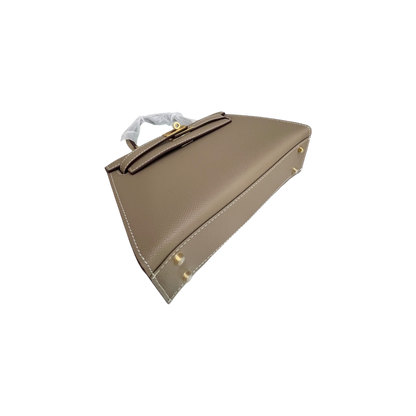 HERMÈS GRIS ETAIN MINI KELLY SELLIER 20 EPSOM GOLD/SILVER HARDWARE- 1:1 HIGH END