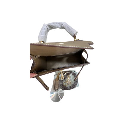 HERMÈS GRIS ETAIN MINI KELLY SELLIER 20 EPSOM GOLD/SILVER HARDWARE- 1:1 HIGH END