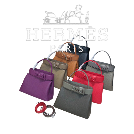 HERMÈS MEDOR BAG GRIS MEYER TOGO AND SWIFT PALLADIUM 28CM HARDWARE - 1:1 HIGH END