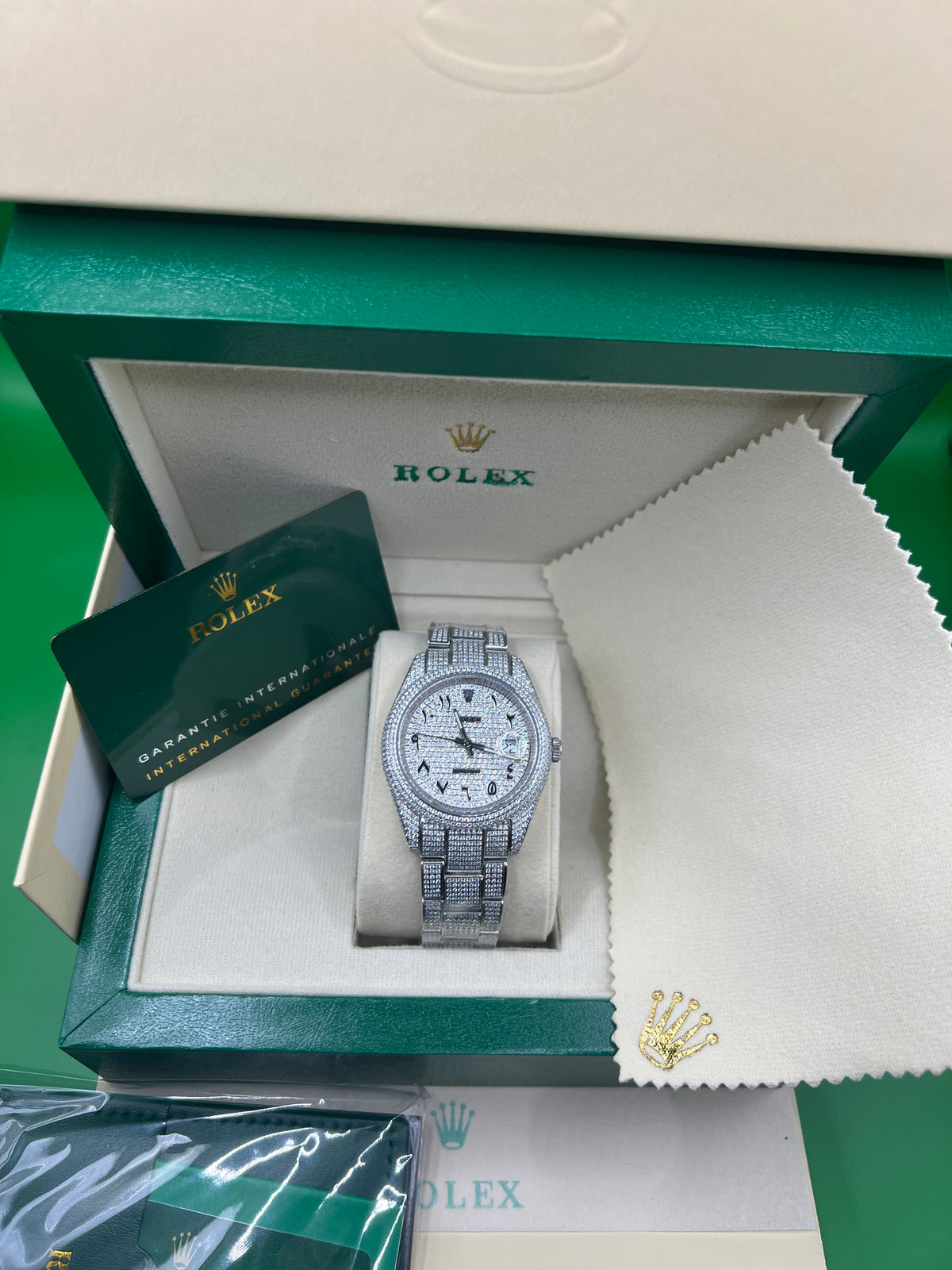 ROLEX DATE JUST - ICED OUT ARABIC - SUPER CLONE CLEAN FACTORY - FULLSET